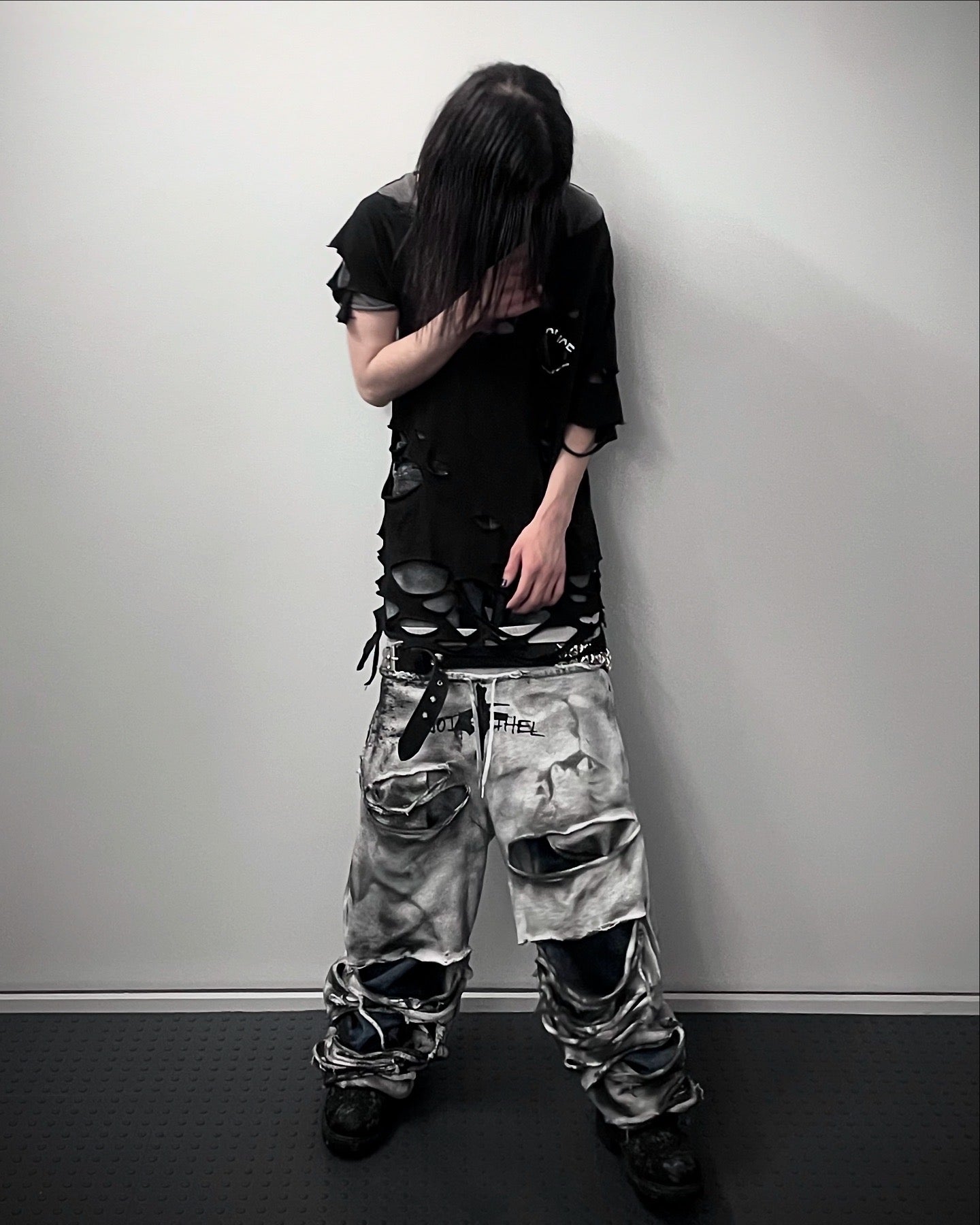 [Noir Ethel X KNALLER] Distressed Sweat Pants